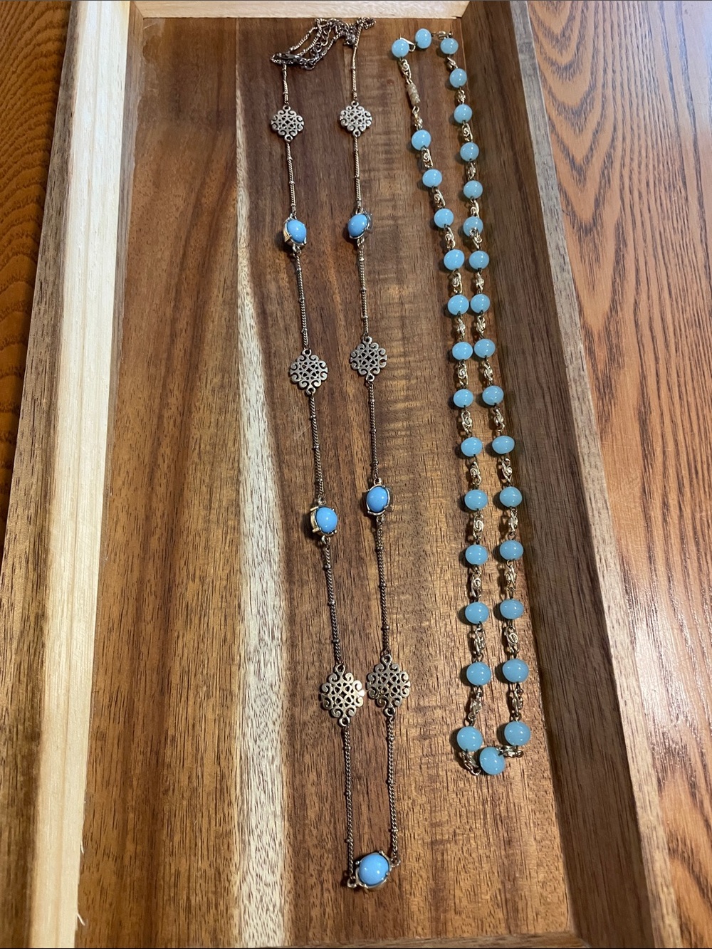 Delicate Blue Bead Long Necklace - Women's Jewelry